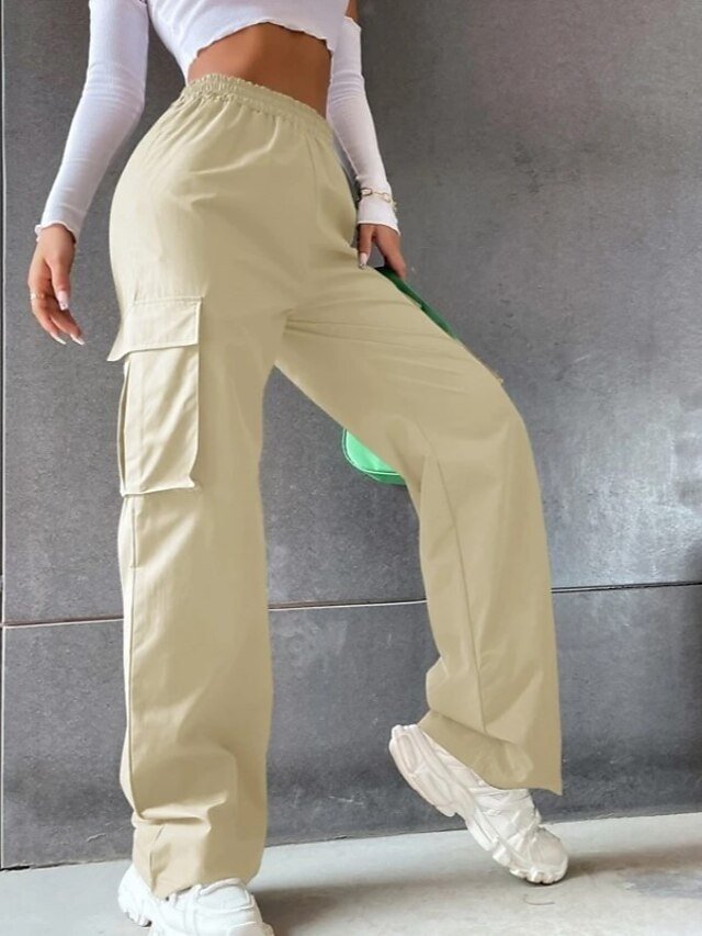 Fashion Casual Baggy Full Length Mid Waist Cargo Trousers - Image 2