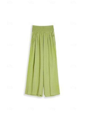 Fashion Casual Wide Leg High Waist Full Length Trousers - Image 26