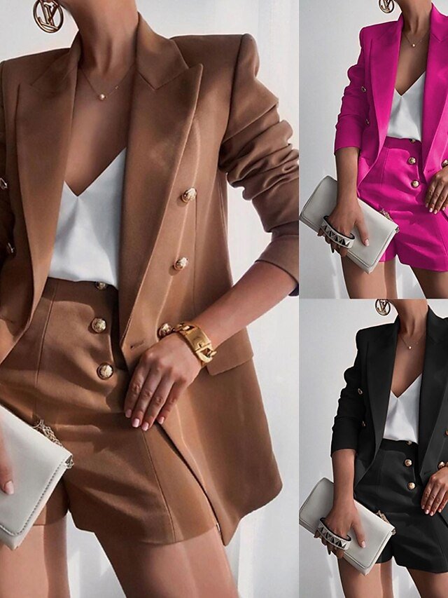 Fashion Double Breasted Long Sleeve Shorts Blazer Suit - Image 2