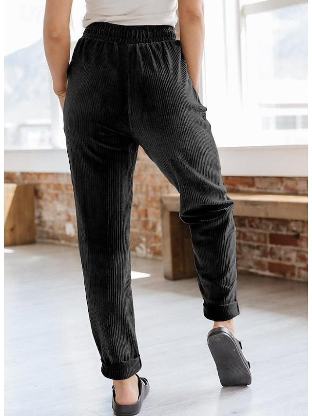 Fashion Loose Fit Plain Medium Waist Full Length Sweatpants - Image 2