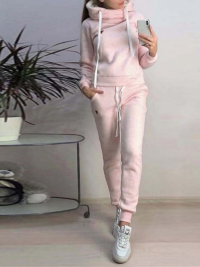 Fashion Loose Pure Colour Hoodie Long Sleeve Long Pajama Set - Image 1