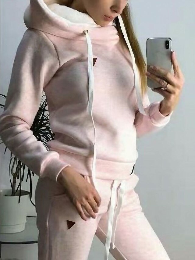 Fashion Loose Pure Colour Hoodie Long Sleeve Long Pajama Set - Image 2