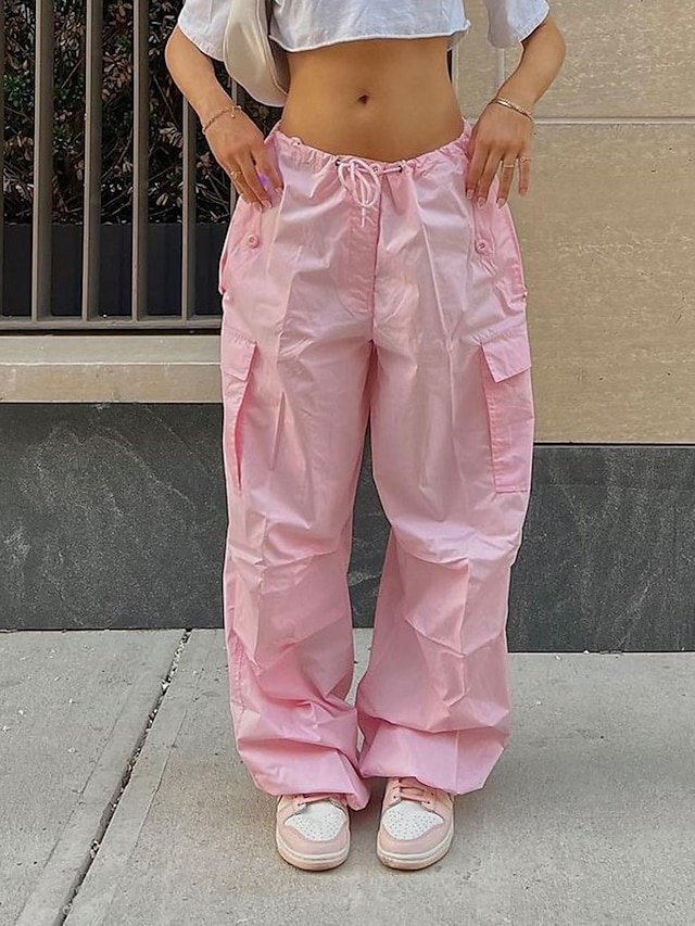 Fashion Loose Solid Low Waist Baggy Trousers - Image 1