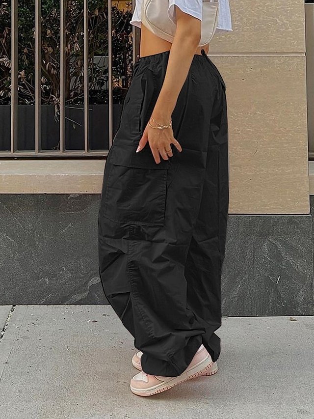 Fashion Loose Solid Low Waist Baggy Trousers - Image 2