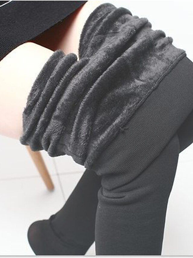 Fashion Mid Waist Plain Full Length Fleece Pants - Image 2