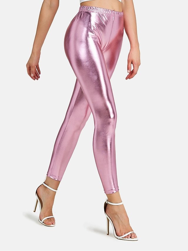 Fashion Regular Fit Plain Mid Waist Full Length Leggings - Image 2