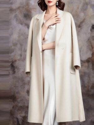 Fashion Regular Fit Solid Colour Turndown Long Sleeve Long Coat - Image 3