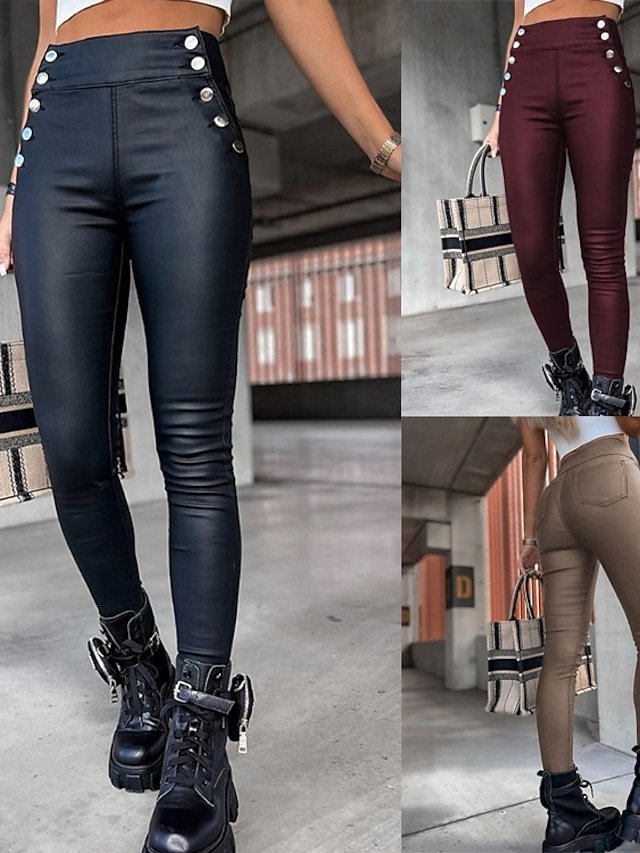 Fashion Skinny Plain High Waist Full Length Leggings - Image 1