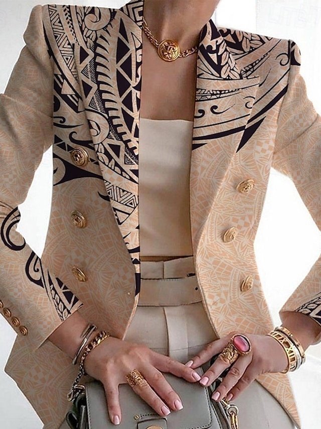 Fashion Slim Geometric Turndown Long Sleeve Regular Blazer - Image 1