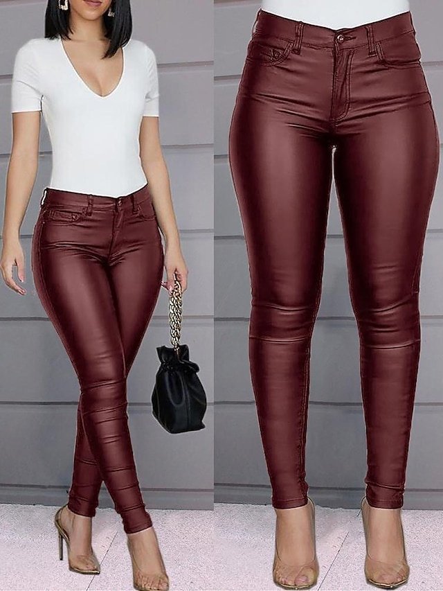 Fashion Slim Plain Ankle-Length Skinny Trousers - Image 1