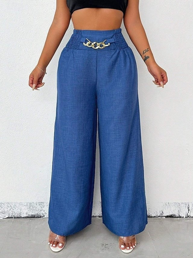 Fashion Streetwear Regular Fit Plain High Waist Full Length Chinos - Image 1