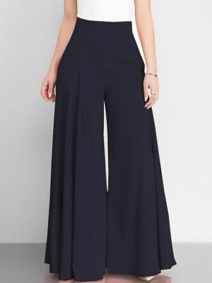 Fashion Streetwear Wide Leg High Waist Full Length Plain Trousers - Image 8