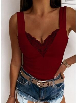 Going Out Regular Plain Sweetheart Sleeveless Camisole - Image 3