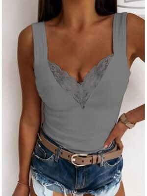 Going Out Regular Plain Sweetheart Sleeveless Camisole - Image 4