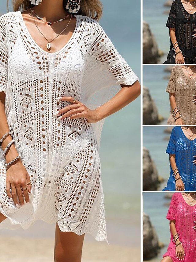 Holiday Sleeveless Crochet Cut Out Beach Dress - Image 2