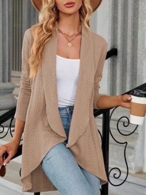 Office Regular Fit Solid Ruffle Long Sleeve Outerwear - Image 12