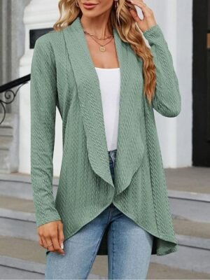 Office Regular Fit Solid Ruffle Long Sleeve Outerwear - Image 5