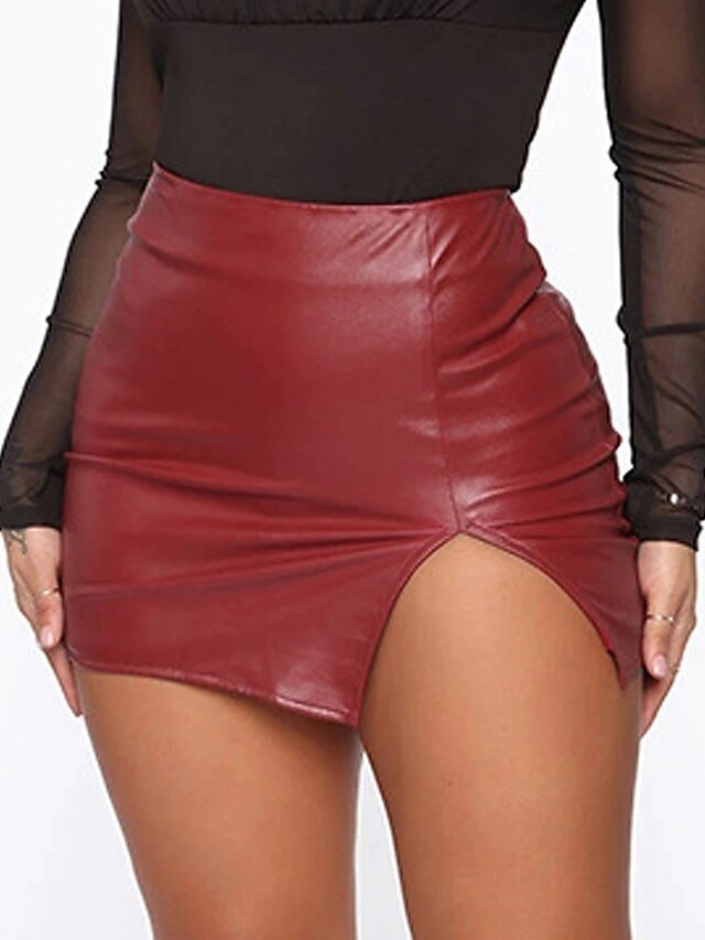 Sexy Skinny Solid Split Mini Pencil Skirt - Image 1