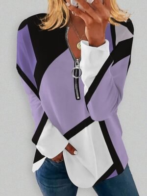 Sporty Plus Size Graphic Quarter Zip Long Sleeve Pullover - Image 6