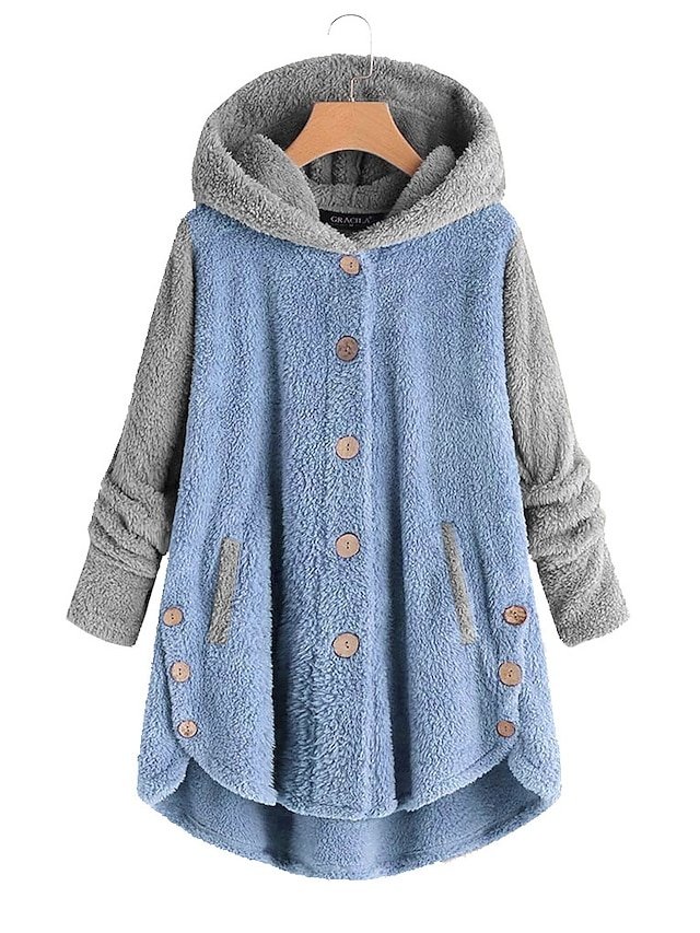 Street Casual Loose Colour Block Hoodie Long Sleeve Long Top - Image 1