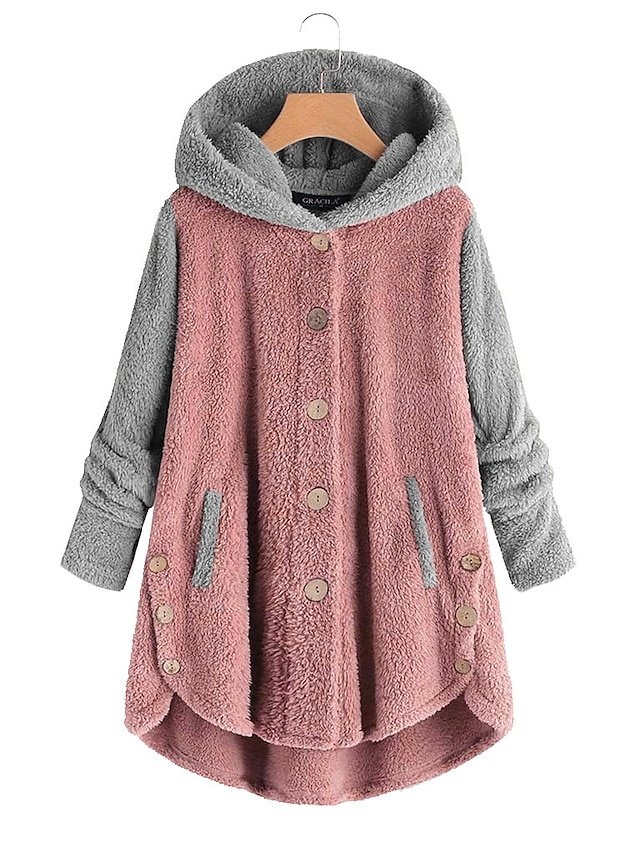 Street Casual Loose Colour Block Hoodie Long Sleeve Long Top - Image 2