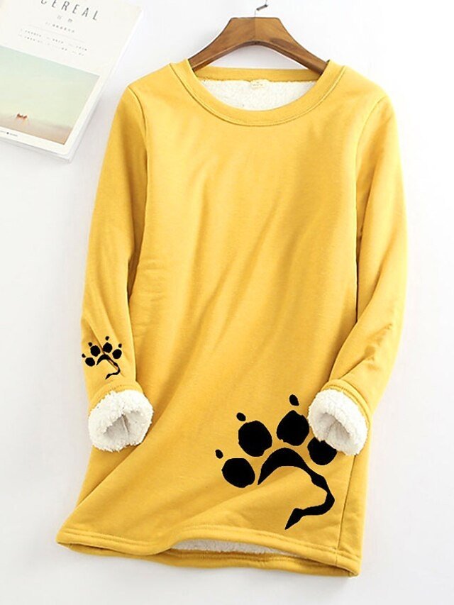 Street Casual Plus Size Graphic Round Neck Long Sleeve Fuzzy Sweatshirt - Image 2