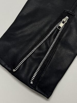Street Regular Solid Turndown Long Sleeve Short Faux Leather Jacket - Image 5