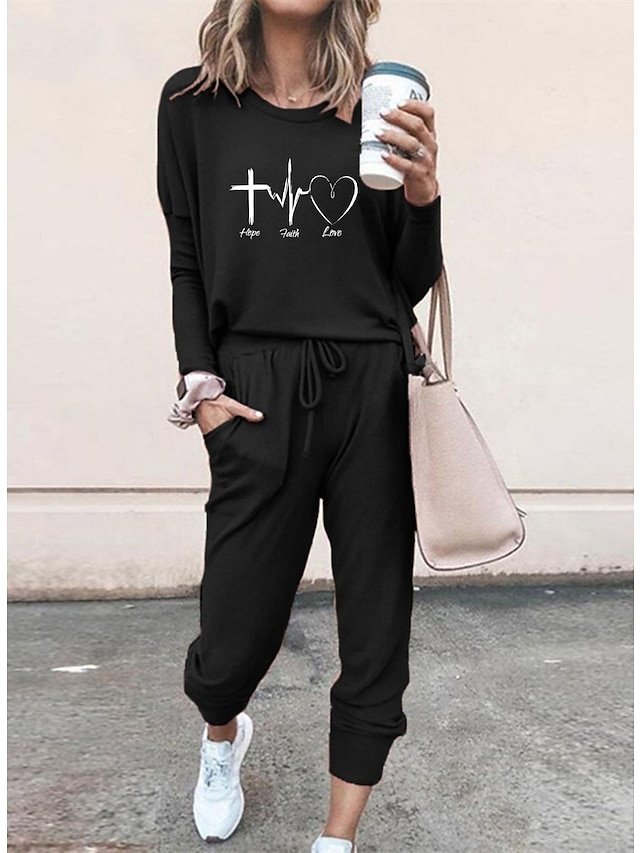 Streetwear Regular Fit Heart Crew Neck Short Sleeve Tracksuit Set - Image 2