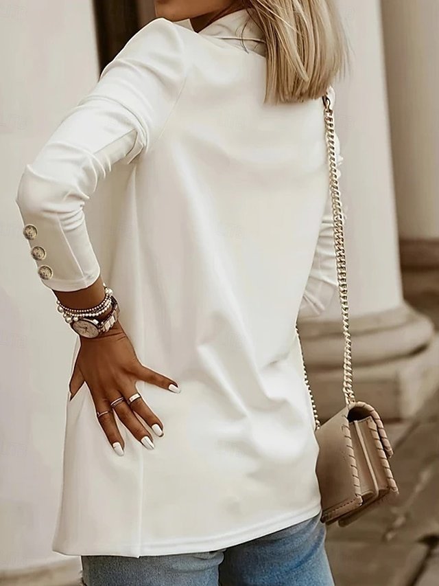 Streetwear Regular Fit Plain Shirt Collar Long Sleeve Blazer Dress - Image 2
