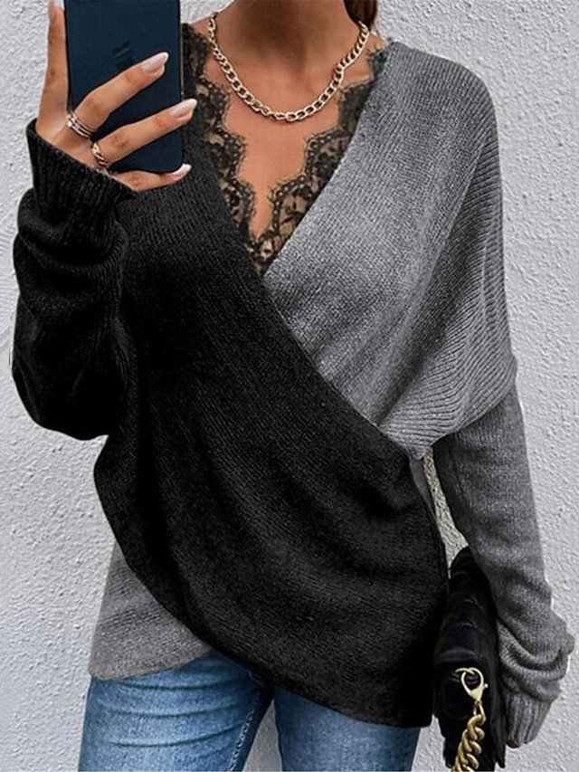 Stylish Casual Solid V Neck Long Sleeve Regular Sweater - Image 1