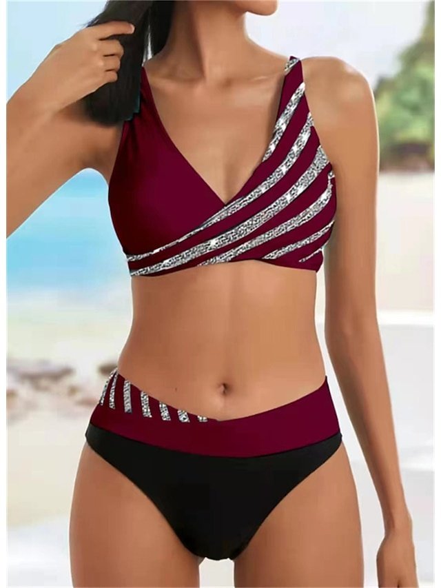 Stylish Cheeky Ombre V Wire Sleeveless Bikini - Image 2