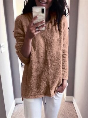 Stylish Oversized Solid Crew Neck Long Sleeve Knit Jumper - Image 23