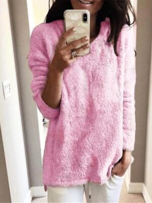 Stylish Oversized Solid Crew Neck Long Sleeve Knit Jumper - Image 29