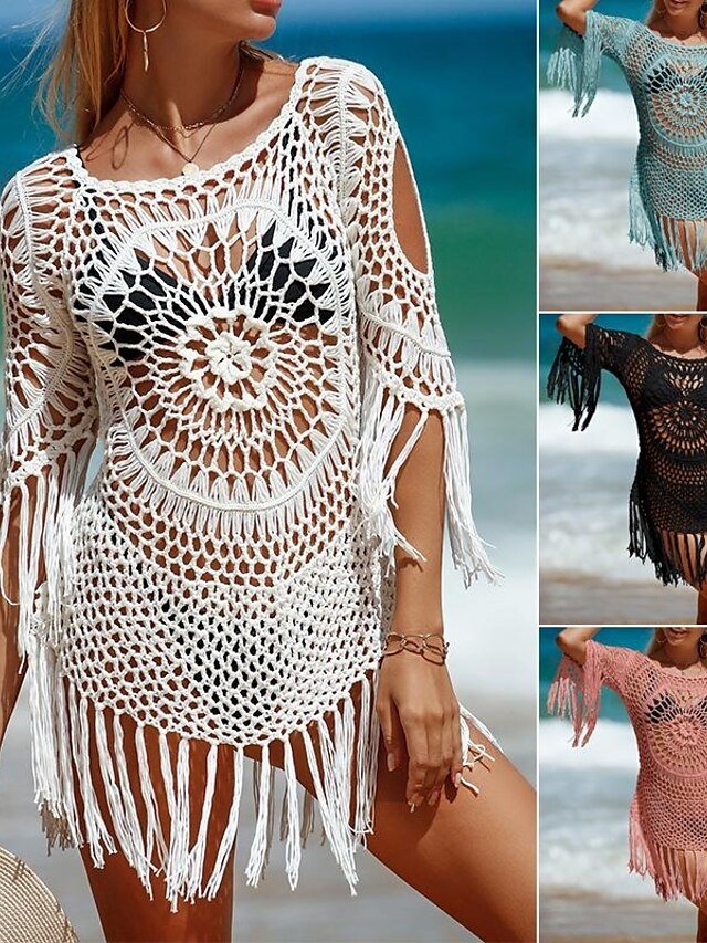 Summer Sleeveless Tassel Cut Out Midi Beach Dress - Image 2