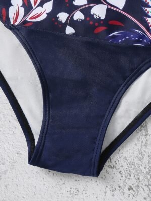 Tropical Cheeky Halter Open Back V Wire Sleeveless Bikini - Image 10