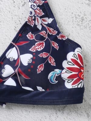 Tropical Cheeky Halter Open Back V Wire Sleeveless Bikini - Image 7