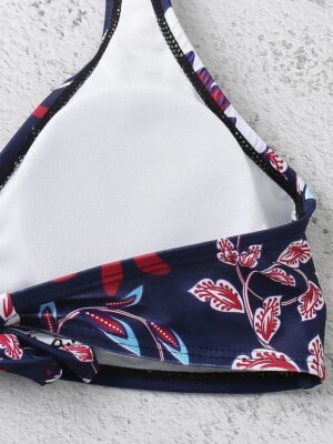 Tropical Cheeky Halter Open Back V Wire Sleeveless Bikini - Image 9