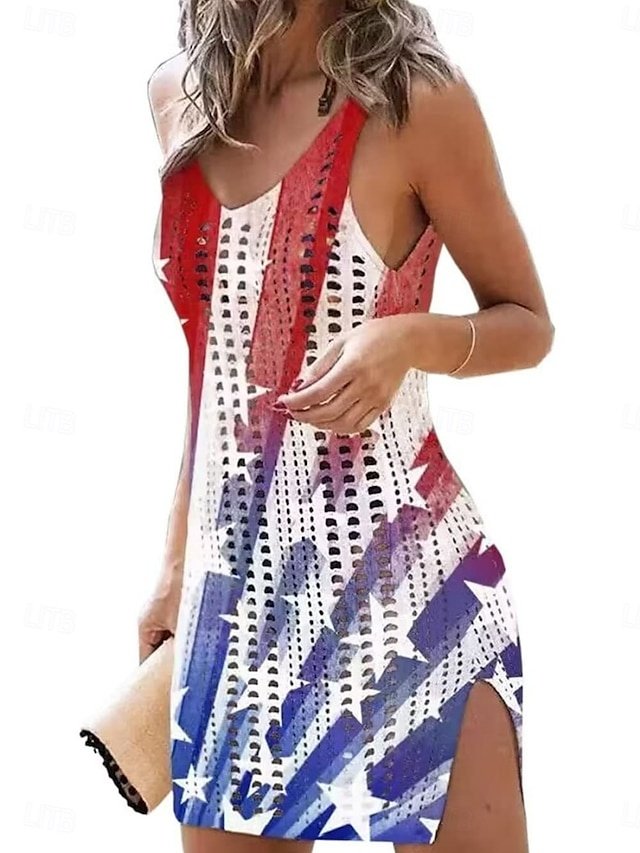 Tropical Knitted Flower Flag V Wire Sleeveless Beach Cover Up - Image 2