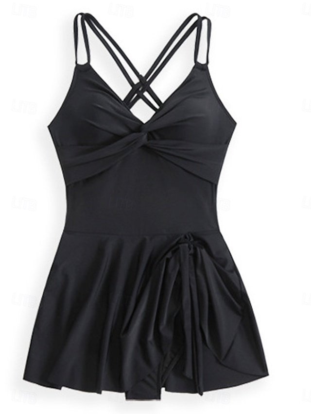 Vacation Slim Graphic V Neck Sleeveless One Piece Swimdress - Image 2