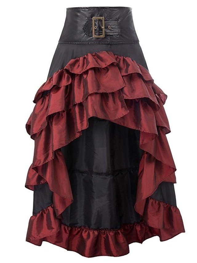 Vintage Gothic Asymmetric Ruffle Maxi Skirt - Image 2