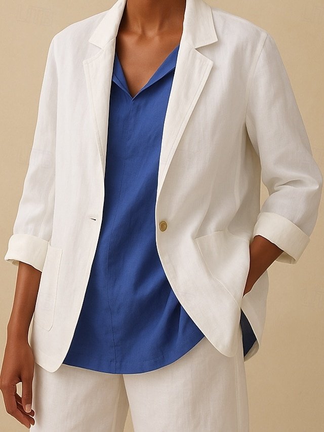 Vintage Regular Fit Plain Turndown Long Sleeve Single Breasted Blazer - Image 1