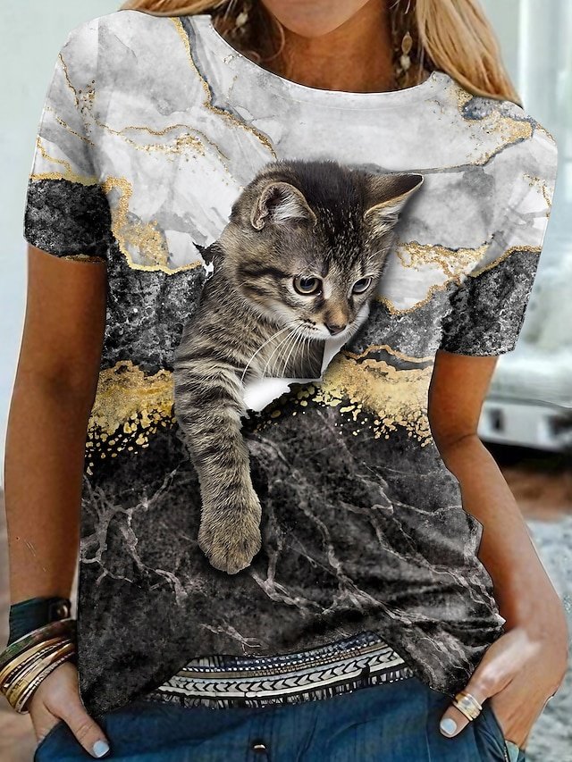 Vintage Regular Graphic Round Neck Short Sleeve T-shirt - Image 2