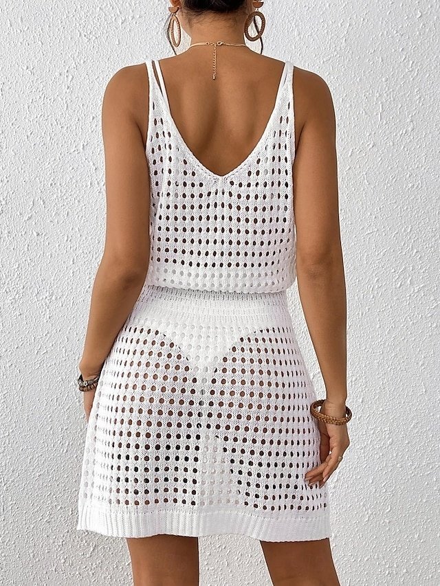 Women's Solid Colour V Neck Long Sleeve Swim Dress - Image 2