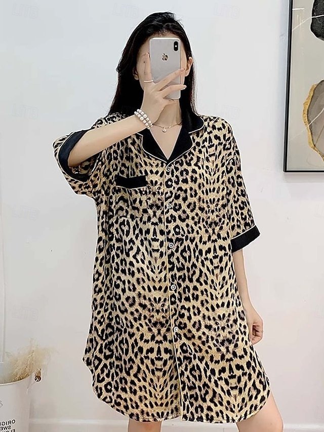 Active Loose Summer Crew Neck Short Sleeve Pajamas - Image 1