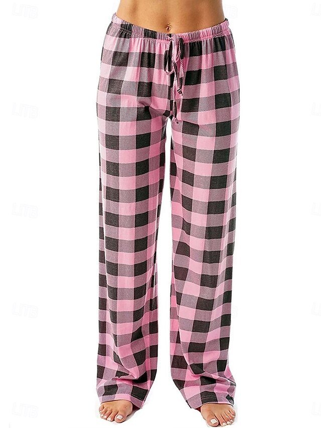 Casual Comfort Plaid Elastic Waist Long Pajama Pants - Image 2