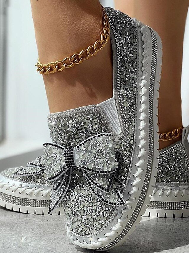 Casual Platform Sparkly Slip-On Round Toe Sneakers - Image 2