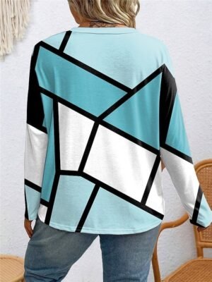 Casual Regular Colour Block Crew Neck Long Sleeve Top - Image 9