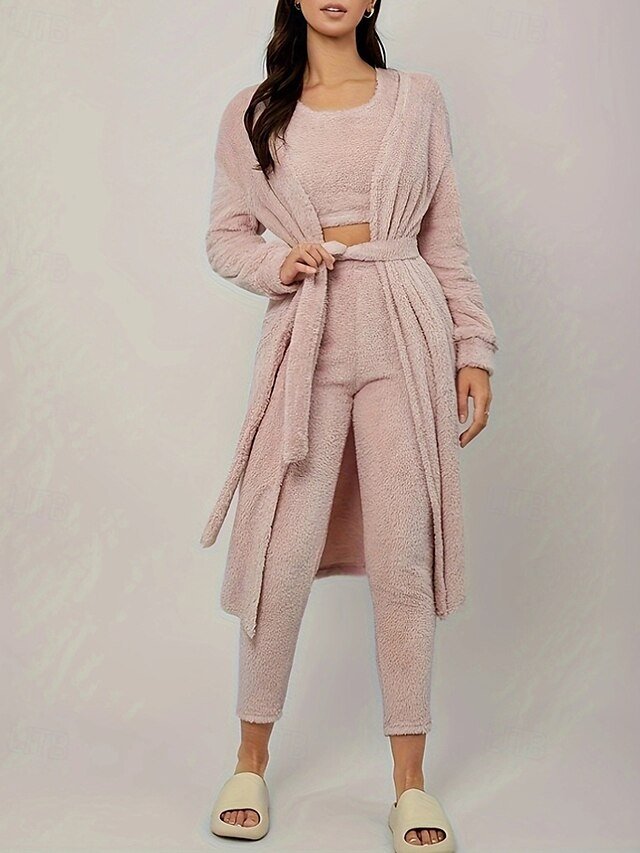 Casual Regular Fit Solid Crew Neck Long Sleeve Pants Set - Image 1