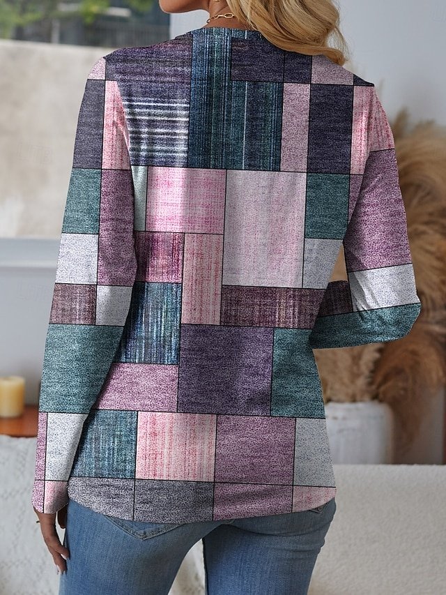 Casual Regular Print Crew Neck Long Sleeve Daily Top - Image 2
