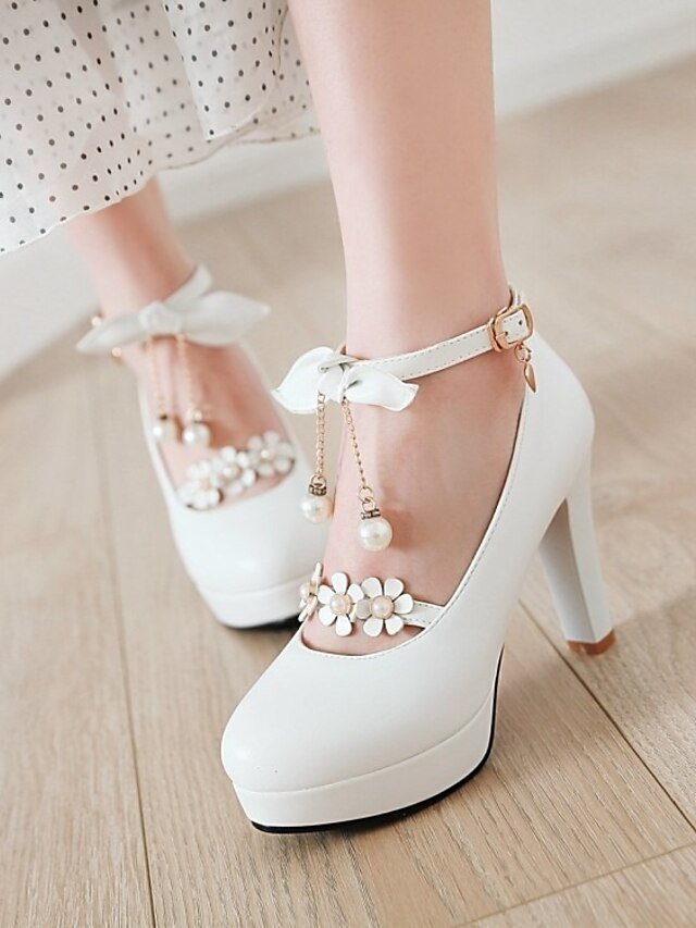 Elegant Floral Platform Round Toe Mary Jane Heels - Image 2